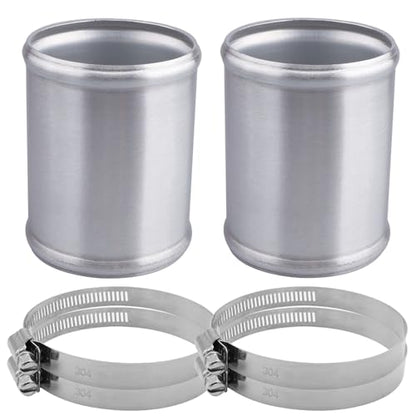 AC PERFORMANCE 3.5" (89mm) OD Aluminum Alloy Hose Joiner Silicone Pipe Connector Bead, 4" Length with 304 SS Clamps, Pack of 2 - size: 3.5" (89mm) - 2PCS