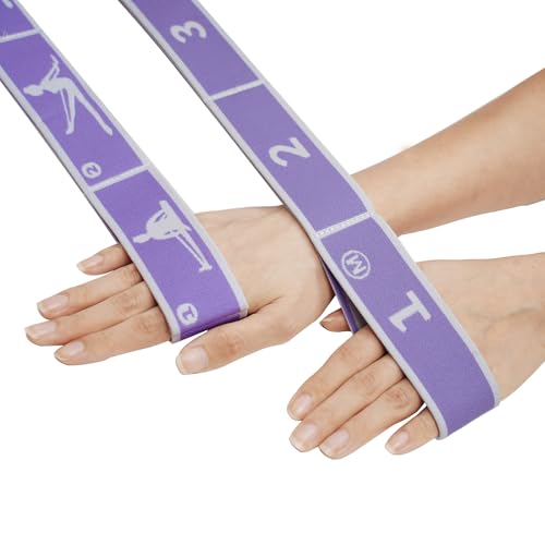 2 PCS Kids Stretching Strap - 8-Loop Adjustable Stretch Bands for Dance, Ballet, Yoga, Gymnastics Workout, Children‘s Fitness Equipment, Stretching Resistance Bands and Home Flexibility Training - color: Sweet Potato Purple+Pink