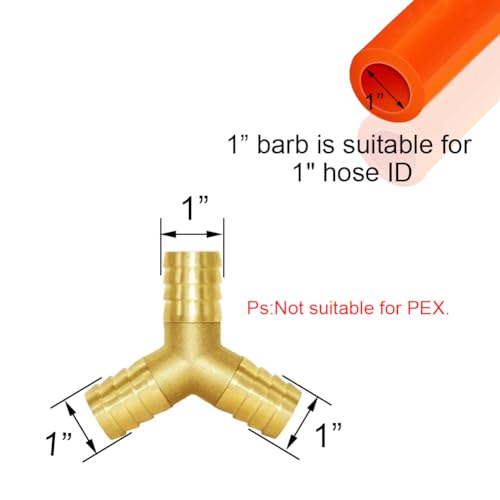 1" Hose Barb Y Shaped 3 Way Union Fitting Intersection/Split Brass Water/Fuel/Air - size: 1 Inch