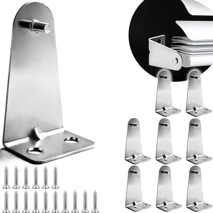 8pcs Metal Blinds Hold Down Brackets, Silver Door Blinds Bottom Bracket, Blind Bottom Rail Hold Clips with Screws for Horizontal Blinds Shades Windows Doors