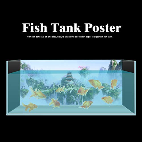 Zerodis Aquarium Background Poster, 3D PVC Adhesive Wallpaper Sticker Sky Castle Background Decoration for Fish (61 * 41cm)