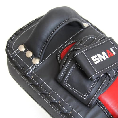 Elite85 Muay Thai Pads (Pair) - Leather Kickboxing, MMA, Karate and Martial Arts Strike Shield, Punch and Kick Protection Training Gear - Made for Men, Women and Youth