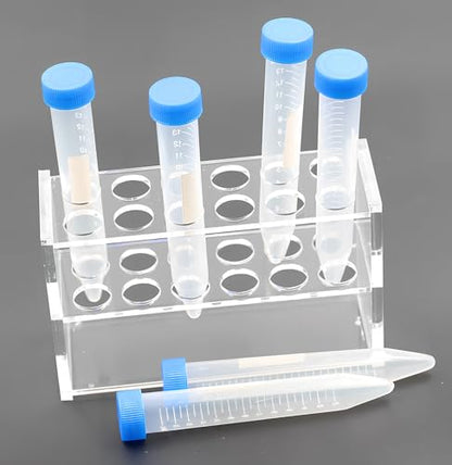 12 Sockets Clear Acrylic Test Tube Rack 10ML Test Tubes,Plastic Centrifuge Tube Holder Stand