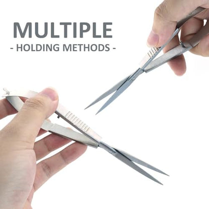 LINLAN Aquatic Plant Spring Scissors for Precise Trimming, Stainless Steel with Top Rebound Feel, Ideal for Aquatic Ferns and Microsorum Pteropus in Planted Tanks - size: Curved