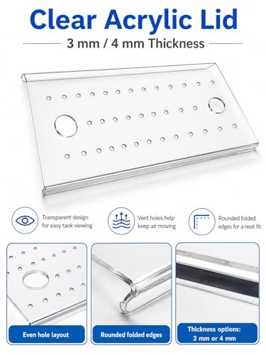 Transparent Anti-Jump Fish Tank Cover with 30mm Vent Hole, Removable Aquarium Lid for Open Top Tanks (60x50x0.4 cm) - Perfect for Fish Safety and Freshwater Environments