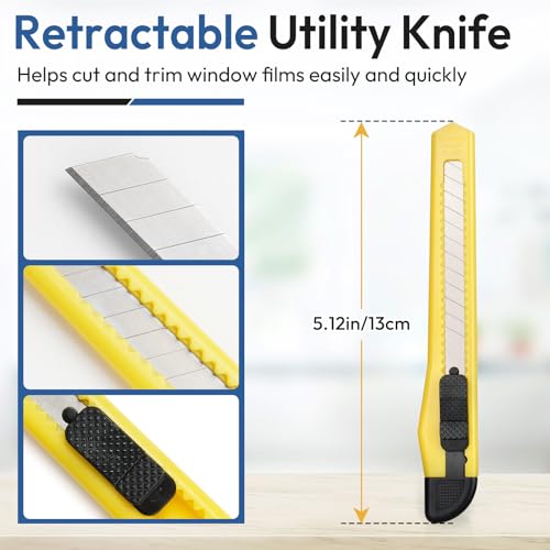 rabbitgoo Window Tint Kit, Window Privacy Film Installation Tint Tools, 3 Pieces Easy to Apply Frosted Glass Stained Glass Privacy Film Application Kit Include Squeegee, Utility Knife, Spray Bottle - color: Yellow Squeegee