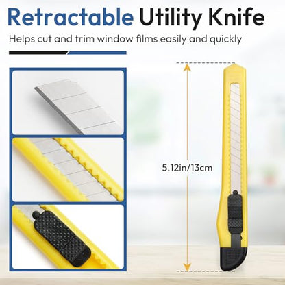 rabbitgoo Window Tint Kit, Window Privacy Film Installation Tint Tools, 3 Pieces Easy to Apply Frosted Glass Stained Glass Privacy Film Application Kit Include Squeegee, Utility Knife, Spray Bottle - color: Yellow Squeegee