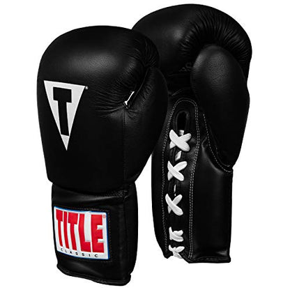 Title Classic Leather Lace Training Gloves 2.0 - Lace Up Boxing Glove, Boxing Competition Gloves, Boxing Sparring Gloves, Boxing Training Gloves, Boxing Bag Gloves, Boxing Gloves - color: Black, size: 16 oz