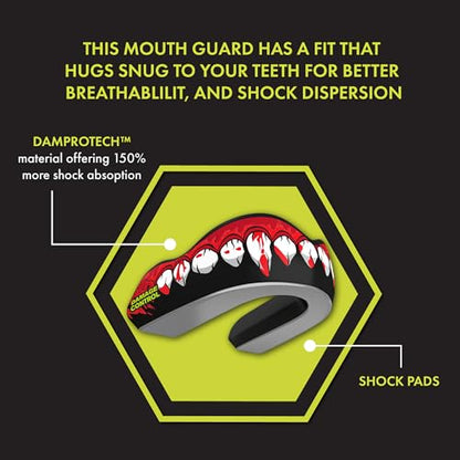 DAMAGE CONTROL Extreme Impact Sports Mouth Guard w/Case – Bleeding Fangs - color: Bleeding Fangs, size: Adult
