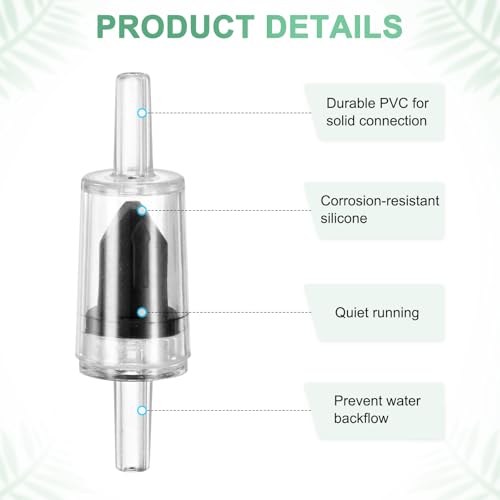 M METERXITY 10-Pack Aquarium Air Check Valve, Plastic One Way Non-Return Valves Air Valve Air Tubing Accessories Air Pump Accessories for 3/16" Airline Tubing Fish Tank [Clear Black]