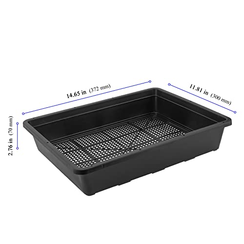 KEILEOHO 12 Pack Plastic Mesh Trays, Black Seed Sprouting Trays, Mesh Bottom Microgreens Growing Tray, Nursery Tray for Plant Seed Germination Propagation Growing, Wheat Grass Sprouting, 15 x 12 Inch