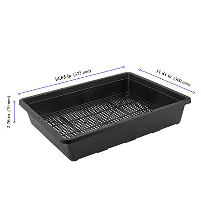 KEILEOHO 12 Pack Plastic Mesh Trays, Black Seed Sprouting Trays, Mesh Bottom Microgreens Growing Tray, Nursery Tray for Plant Seed Germination Propagation Growing, Wheat Grass Sprouting, 15 x 12 Inch