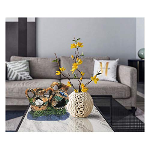 Aquarium Resin Pot Cave, Decoration Wine Barrel House Fish Tank Ornament Hiding for Fun 6.3x3.5x4.3 Inches