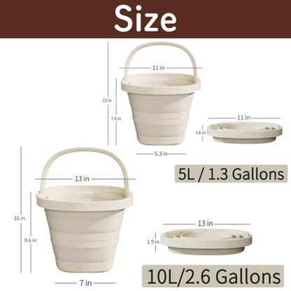 Folding Bucket, Water Bucket, 5L, 10L, Thick, Multi-Functional, Convenient, Foot Bath, Square, Stylish, Camping, Laundry, car wash, Foot Bath, Fishing (Grey-5L)