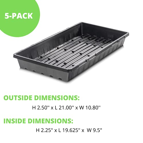 1020 Seed Starting Trays - 5-Pack Reusable Plastic Germination Trays for Microgreens & Seedlings - color: Black