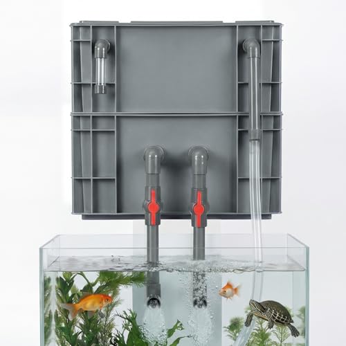 Aquarium Filter System - 2-Stage Drip-Style Trickle Filter Box for Fish Tanks up to 185 Gallons (700L), External Biological & Mechanical Filtration for Turtles, Goldfish, and Ponds - size: Medium-2 Layer