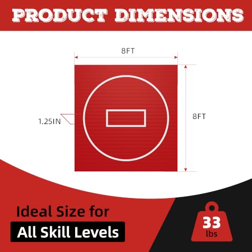 Wrestling Mat for Home Training BJJ MMA Jiu Jitsu Roll Up Mat - color: Red, size: 8FTx8FTx1.25inch