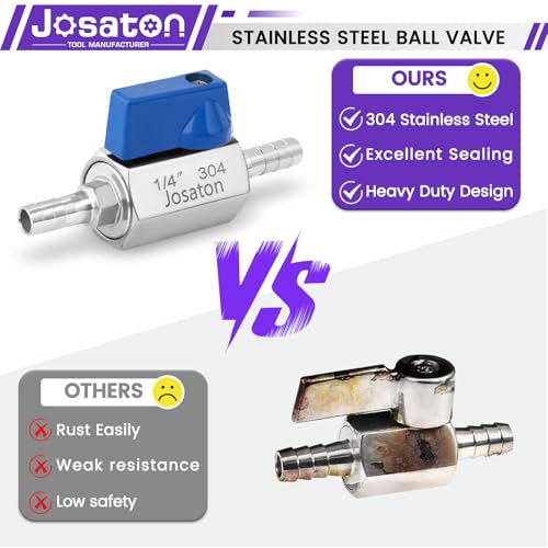 2PCS 1/4" Barb Ball Valve 304 Stainless Steel Mini Shut Off Valve for Water Gas Fuel Drip Irrigation and Aquariums, with Hose Clamps - style: 2PCS-1/4" Barb Ball Valve