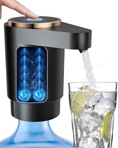 Water Jug Pump for 5 Gallon Bottle – Portable Electric USB-C Charging Dispenser, Dual Powerful Motors, Fast Flow, Fits 2-5 Gallon Jugs – Ideal for Home, Office, Camping, RV, Black - color: Black