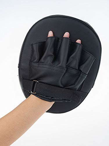 Boxing Punching Mitt,YIWENG Boxing Punching Mitt PU Leather Thick Foam Curved Focus Target Pad Kickboxing Muay Thai Karate Training Hand Pads, Black