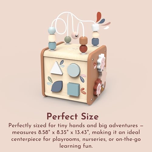 SPEEDY MONKEY Wooden 5-in-1 Activity Cube | Bead Maze & Shape Sorter - color: 5-in-1 Cube
