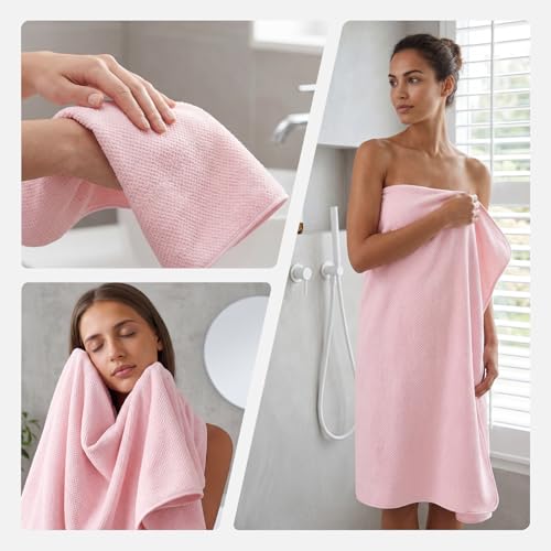 REDKISS 6 Piece Pink Towel Set, 2 XL Bath, 2 Hand Towels, 4 Washcloths - color: Light Pink