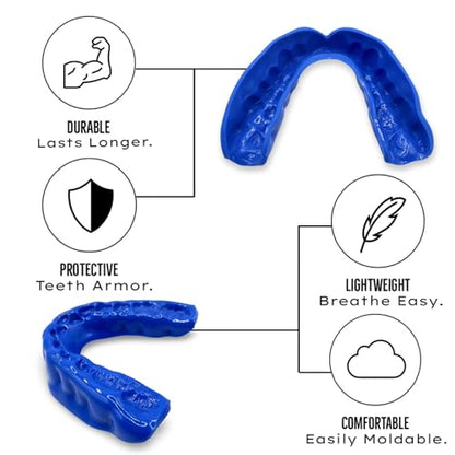 Zero-G Adult Mouthguard Blue 1-Pack, Boil & Bite for Contact Sports - color: Blue