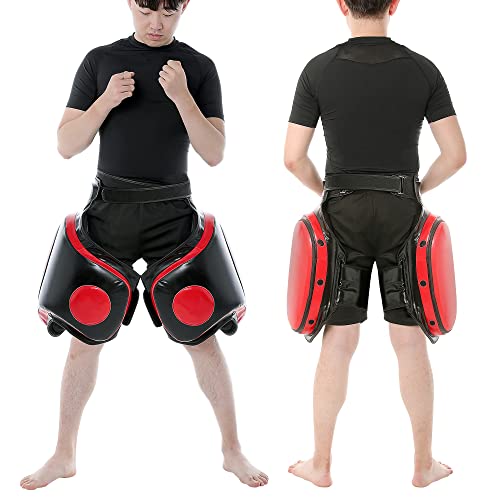 Kickboxing Thigh Pads， Muay Thai Boxing Leg Protector Guard | PU High Density Foam Shock Absorption Pads ，Adjustable Straps ， MMA, Punching, Taekwondo, Martial Arts Training Gear