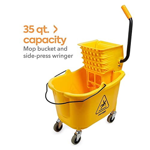 Coastwide Professional Bucket & Side-Press Wringer, 35 Qt., Yellow/Black