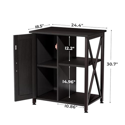 Herture 45-67 Gallon Reptile Tank Stand with Power Outlet, Terrarium Stand with Storage Cabinet, 24" Wx18 D Tabletop, Reptile Terrarium, Black PG12XYB - color: Black, size: 24x18"-46-67 Gallon