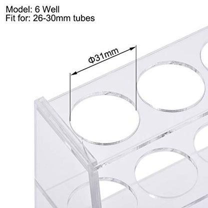 uxcell Acrylic Test Tube Holder Lab Stand Rack 6 Wells for 100ml Centrifuge Tubes Laboratory Clear