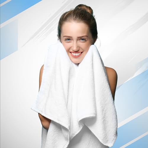 Infinitee Xclusives 100% Ring-Spun Cotton Bath Towels for Bathroom - Pack 4 - color: Brilliant White, size: Bath Towels - 4 Pack