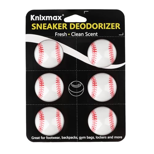 Knixmax Shoe Deodorizer Balls Strong, Odor Eliminator for Sneaker Gym Bag Closet Locker, Unpleasant Smell Remover Ball for Men Women Teens, 6 Packs Fresh Linen Baseball - color: Baseball: Fresh Linen