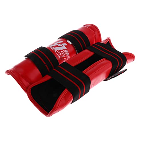 Shin Instep & Elbow Pads MMA Leg and Arm Guards Taekwondo Muay Thai Kick Boxing Protector Set Red M