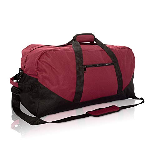DALIX 25" Big Adventure Large Gym Sports Duffle Bag (Black Grey Navy Blue Red Camo) - color: Maroon