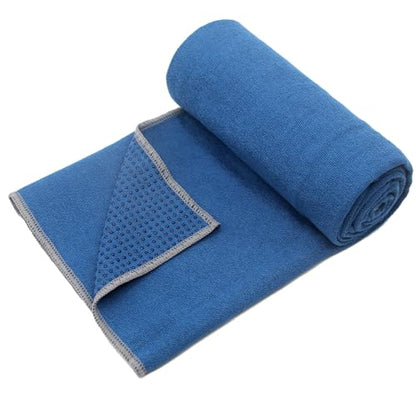 Eunzel Non Slip Hot Yoga Mat Towel with Grip Dots, 72" x 24" - color: Steel Blue