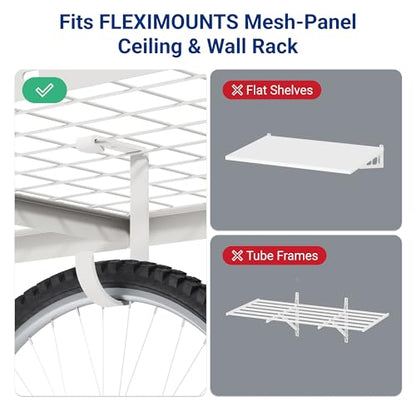 FLEXIMOUNTS 4 Pack Add-On Storage Flat Hooks, White - color: White, size: Flat Hook x 4