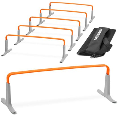Meister ZoomFlex Agility Hurdles w/Carry Bag - Flex-Safe Modular Speed Training - color: Safety Orange