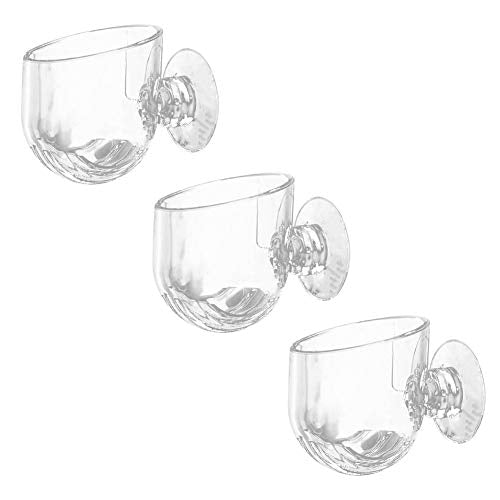 3PCS Acrylic Aquatic Red Worm Cups, Water Planter Pots with 6 Suction Cups, Aquarium Magnifying Glass Shelf, Plant Holder for Live Fish Tank & Fresh Water