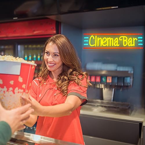 Cinema Bar Neon Sign Movie Theater Neon Light Dimmable Bar LED Light Up Sign Popcorn Theater Neon Light up Sign for Man Cave Cinema Cafe - style: Cinema Bar