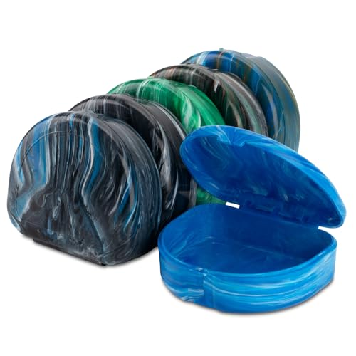 Practicon Glacier Marble Retainer Cases, Clear Aligner Case, Dental Orthodontic Retainer Boxes, Mouth Guard Holder, 6 Pack - color: Glacier