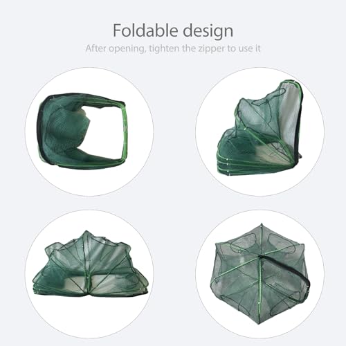 2Pcs Foldable Fish Trap,Minnow Trap,Crab Trap,Fishing Net,Bait Cage for Crabs Minnow Lobster Shrimp Crawfish (6Holes)