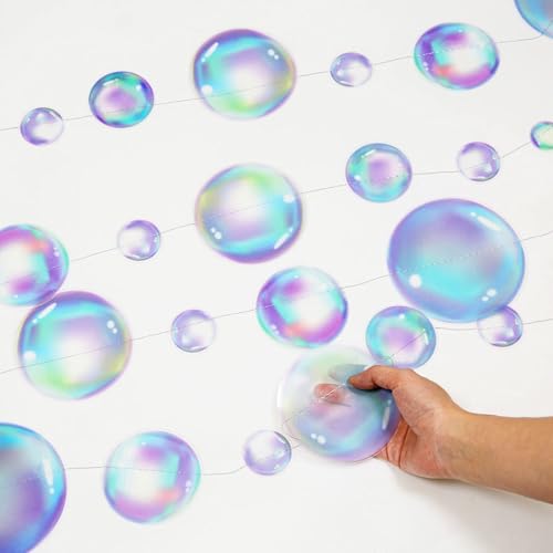 Decor365 Little Mermaid Party Decorations Purple Blue Bubble Garlands Hanging Bubbles Streamer Banner Backdrop Decor Ocean Theme Under The Sea Decor Beach Pool Side Girls Birthday Party Supplies