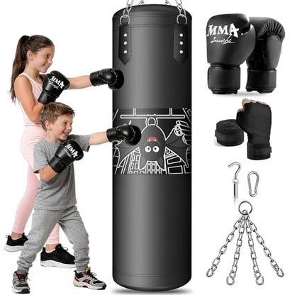 Punching Bag for Kids, 2.7FT Hanging Boxing Bag with Boxing Gloves