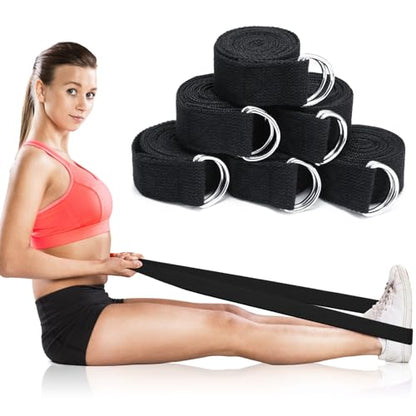 Leyndo Yoga Strap Stretching Pilates Exercise Adjustable Straps 6 ft Non Elastic Yoga Belt with Adjustable D Ring Buckle for Pilates Gym Workouts Fitness - color: Black