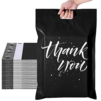 Metronic Thank You Poly Mailers 14.5x19 50 Pcs, Easy to Carry Shipping Bags with Handle, Self Seal Mailers Poly Bags for Small Business Packing and Shipping, Large Package Bags Mailing Bags, Black - color: Black, size: 14.5X19" 50PC