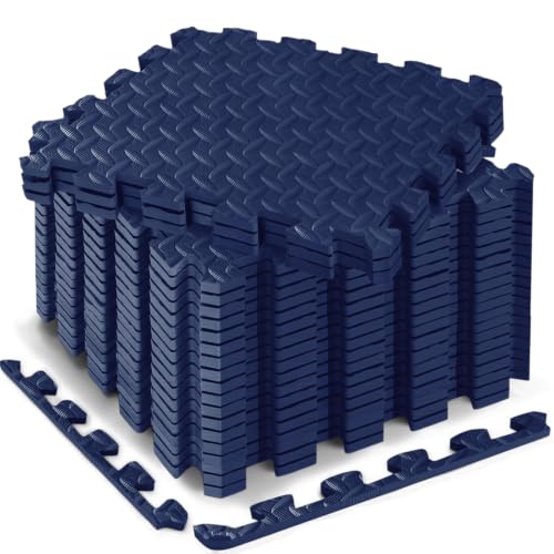 18 Pcs EVA Foam Floor Tiles, Puzzle Exercise Mat Set for Gym - color: Deep Ocean Blue