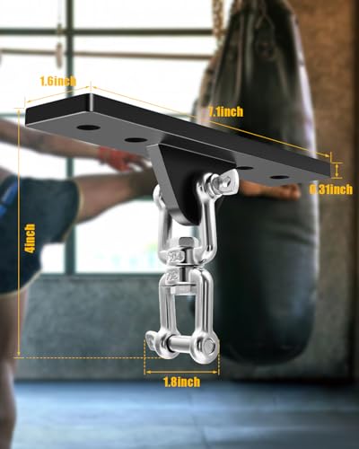 Ceiling Mounted Swing Hooks Rotate 360 Degrees | Heavy Bag Hanger for Punching Bags, Stainless Steel Swing Hangers for Gym Aerial Yoga Swing Chairs and Hammocks - style: Heavy Bag Hanger