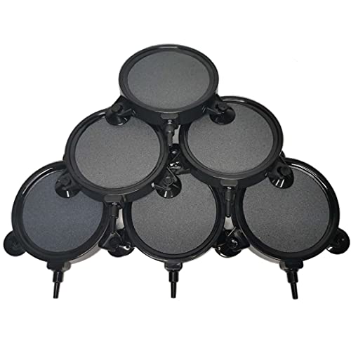 4.2-Inch Air Stone Disc Bubble Diffuser with Suction Cups for Oxygenation in Fresh/Saltwater Tanks, Ponds, Hydroponic, Aquaponics, and as a Decorative Airstone for Aquariums - size: 6 PCS