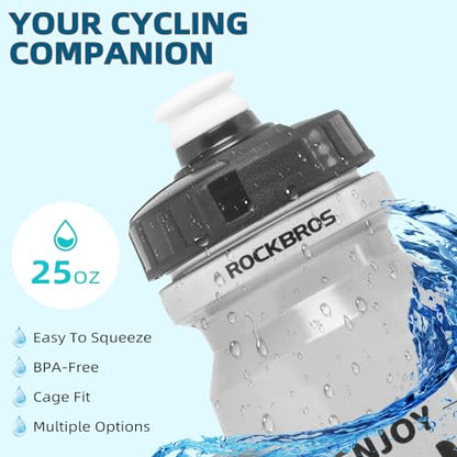 ROCKBROS Bike Water Bottle 20oz-25oz Squeeze Cycling Water Bottle BPA Free - color: 25oz White Green, style: 1 Pack